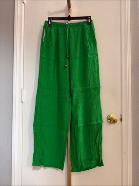 Zara Green Drawstring Wide-Leg Pants